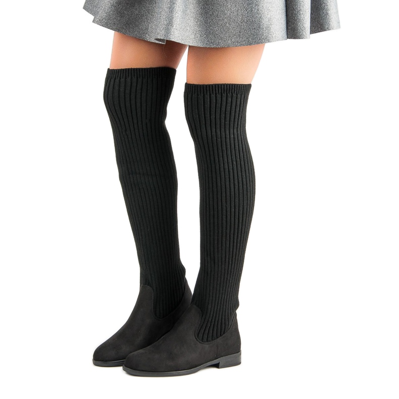 Bestelle Botas mosqueteras con tacón plano negro 1 Bestelle Botas mosqueteras con tacón plano negro 1