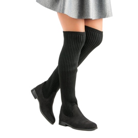 Bestelle Botas mosqueteras con tacón plano negro 2 Bestelle Botas mosqueteras con tacón plano negro 2