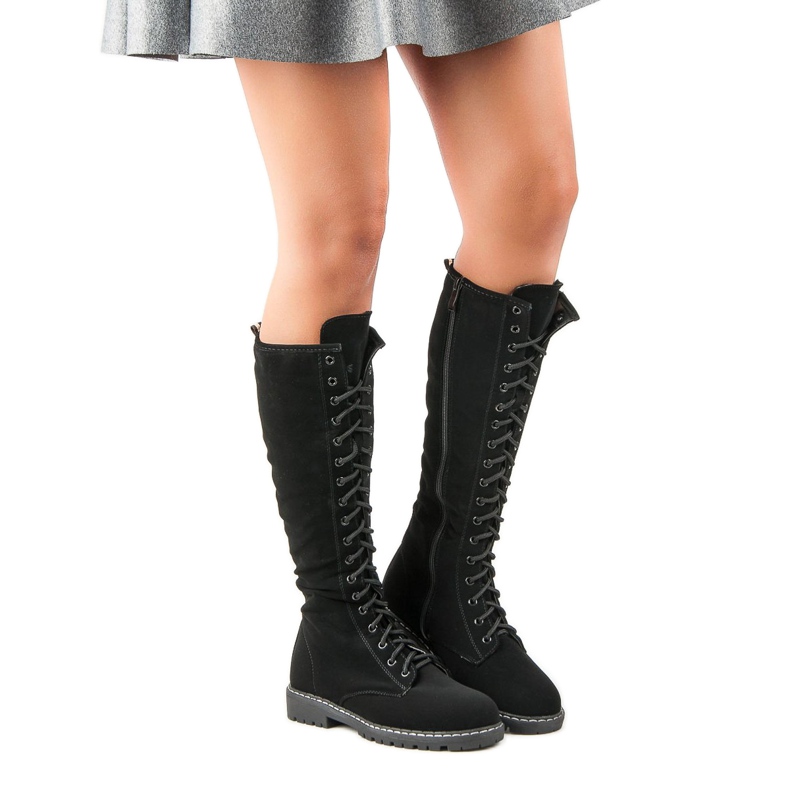 Seastar Botas con cordones de mujer negro 1