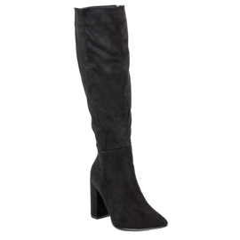 Small Swan Botas de ante de tacón alto negro 3