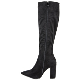 Small Swan Botas de ante de tacón alto negro 4