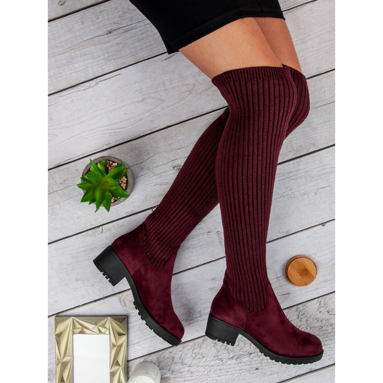 Ideal Shoes Botas burdeos entalladas rojo 1 Ideal Shoes Botas burdeos entalladas rojo 1