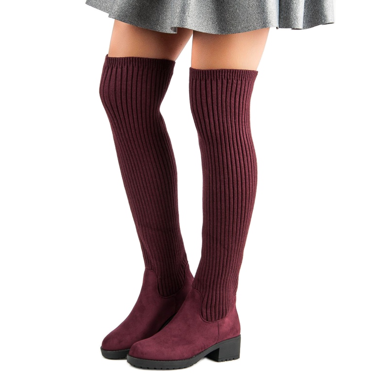 Ideal Shoes Botas burdeos entalladas rojo 2 Ideal Shoes Botas burdeos entalladas rojo 2