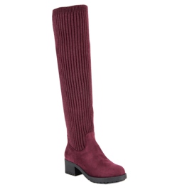 Ideal Shoes Botas burdeos entalladas rojo 4
