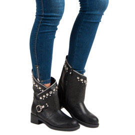 SDS Botas de motociclista con estilo negro 1
