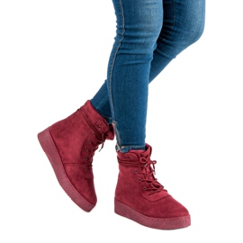Anesia Paris Botas con cordones en la plataforma rojo 1