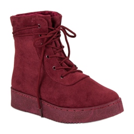 Anesia Paris Botas con cordones en la plataforma rojo 2