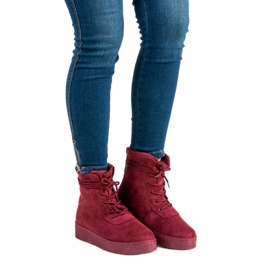 Anesia Paris Botas con cordones en la plataforma rojo 6