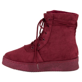 Anesia Paris Botas con cordones en la plataforma rojo 3