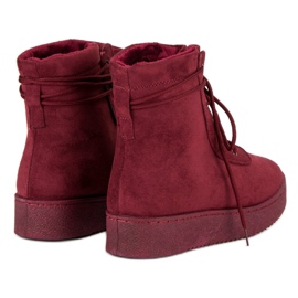 Anesia Paris Botas con cordones en la plataforma rojo 4
