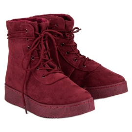 Anesia Paris Botas con cordones en la plataforma rojo 5