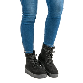 Anesia Paris Botas con cordones en la plataforma negro 6