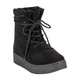 Anesia Paris Botas con cordones en la plataforma negro 2