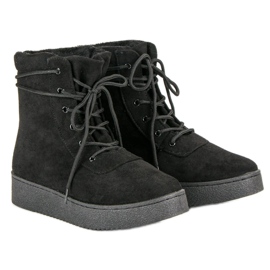 Anesia Paris Botas con cordones en la plataforma negro 5