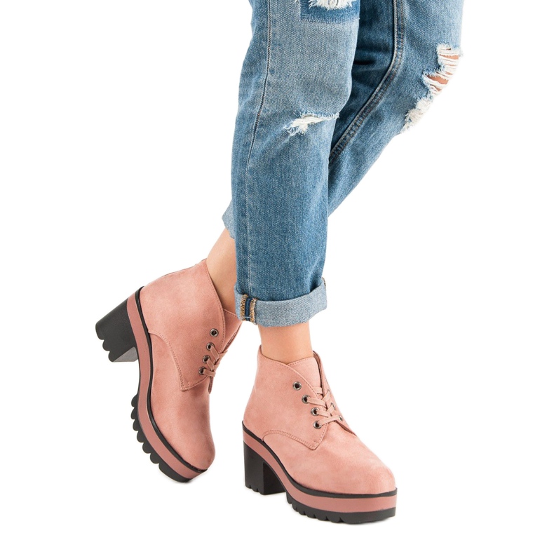 Botas ligeras de tacón alto rosa 1