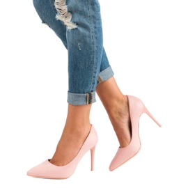 Tacones de ante rosado 1