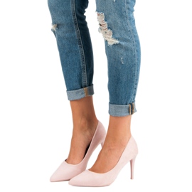 Tacones de ante rosado 1