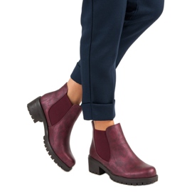 Queentina Botines Chelsea burdeos rojo 2