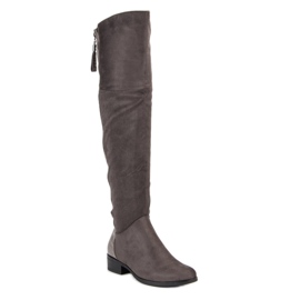 Filippo Botas por encima de la rodilla de ante gris 2