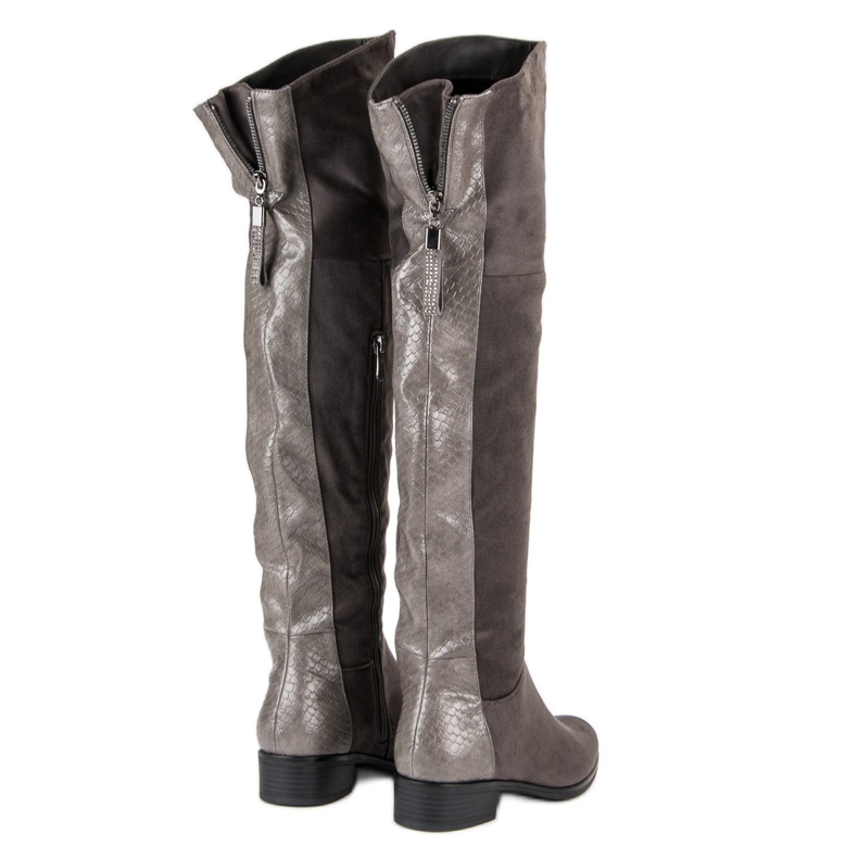 Filippo Botas por encima de la rodilla de ante gris 1