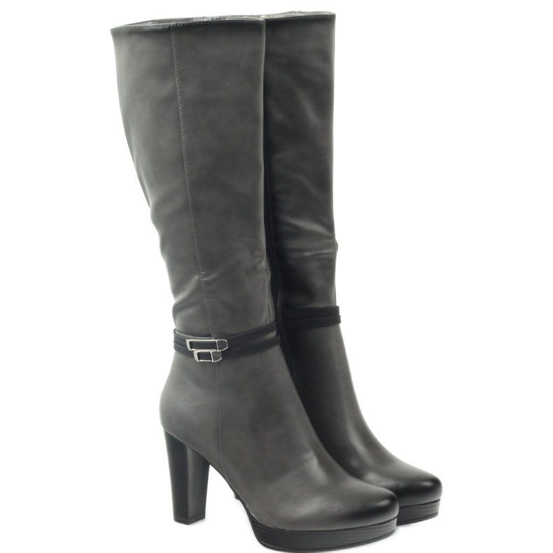 M.Daszyński Botas en el poste Daszyński AM61 negro gris 3 M.Daszyński Botas en el poste Daszyński AM61 negro gris 3