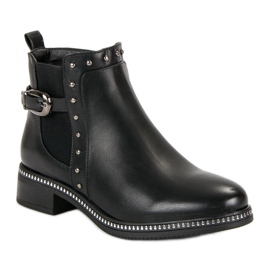 Vinceza Botines negros con pedrería 2