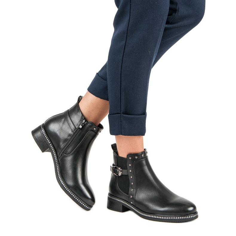 Vinceza Botines negros con pedrería 1