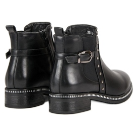 Vinceza Botines negros con pedrería 4