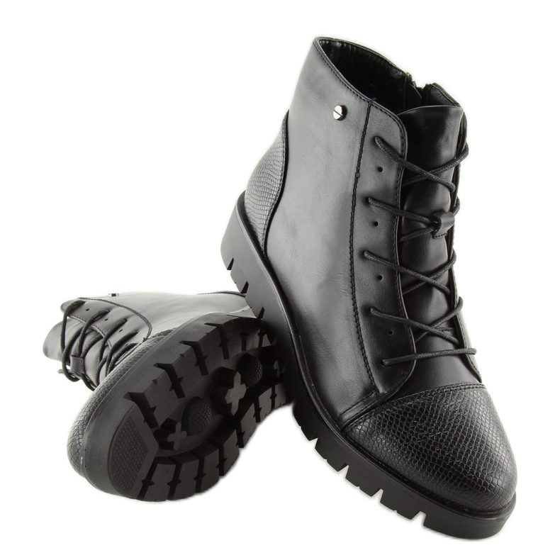 Botas negras con cordones 6707-1 black negro 1 Botas negras con cordones 6707-1 black negro 1