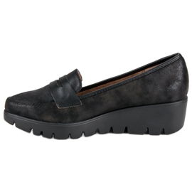 Kylie Mocasines con cuña negro 1