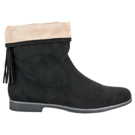 Weide Botines de ante boho negro 10