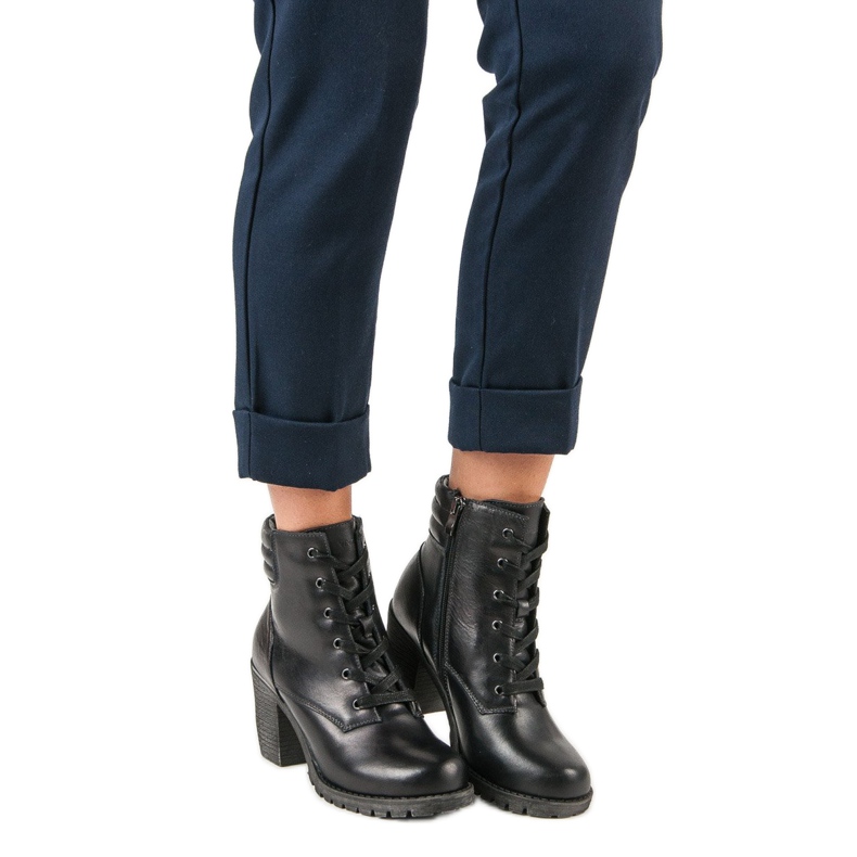 Botines de piel negra sobre poste vinceza negro 1