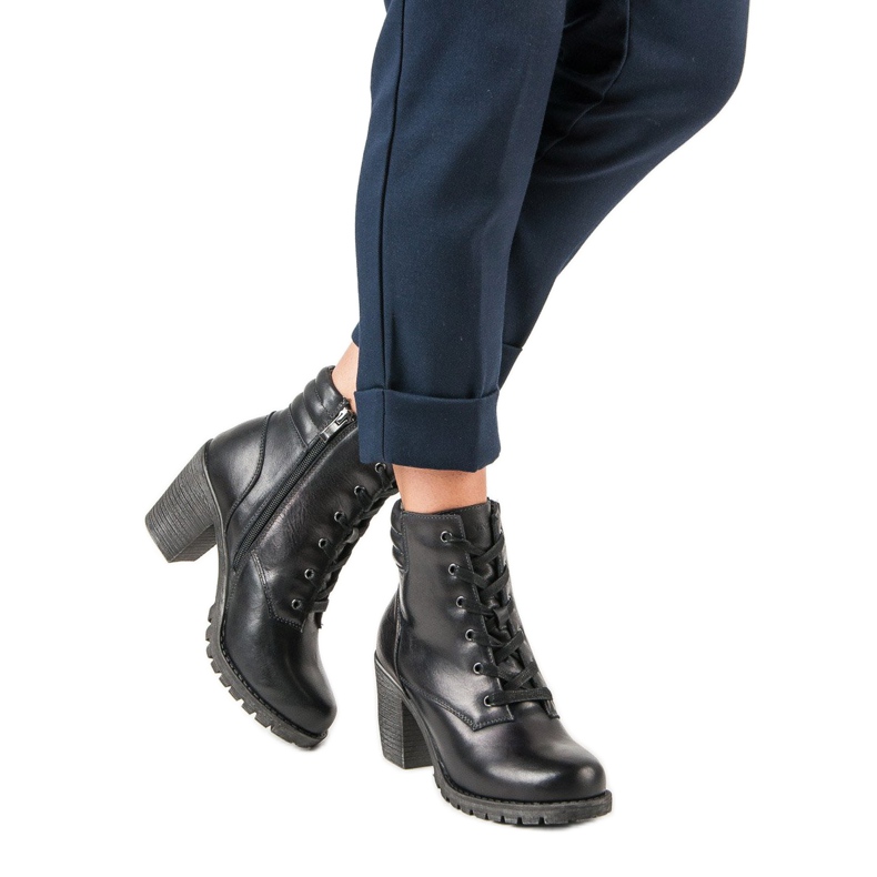 Botines de piel negra sobre poste vinceza negro 2