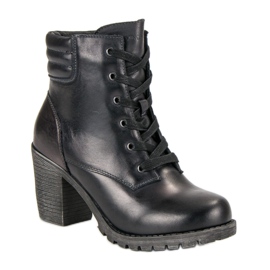Botines de piel negra sobre poste vinceza negro 3