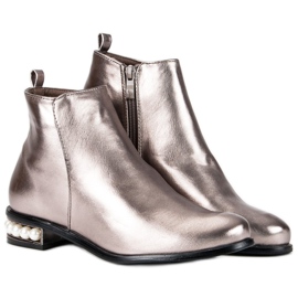 Comer Botas con perlas gris 5