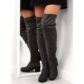 Botas mosqueteras con tacón ancho gris BH108-HB Gris 1
