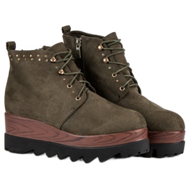 Kylie Botas de cuña de ante verde 1 Kylie Botas de cuña de ante verde 1