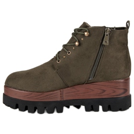 Kylie Botas de cuña de ante verde 3