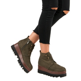 Kylie Botas de cuña de ante verde 6
