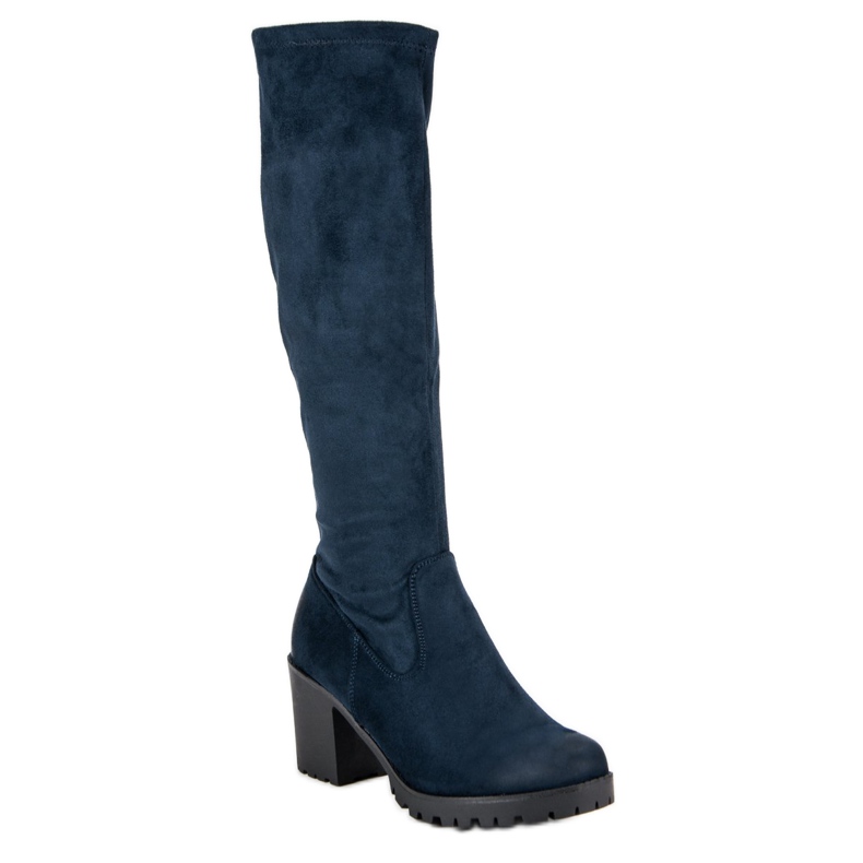 Botas de ante de tacón alto de VINCEZA multicolor azul 1 Botas de ante de tacón alto de VINCEZA multicolor azul 1