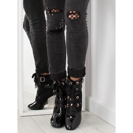 Botines negros de tacón metalizados AE69P 2