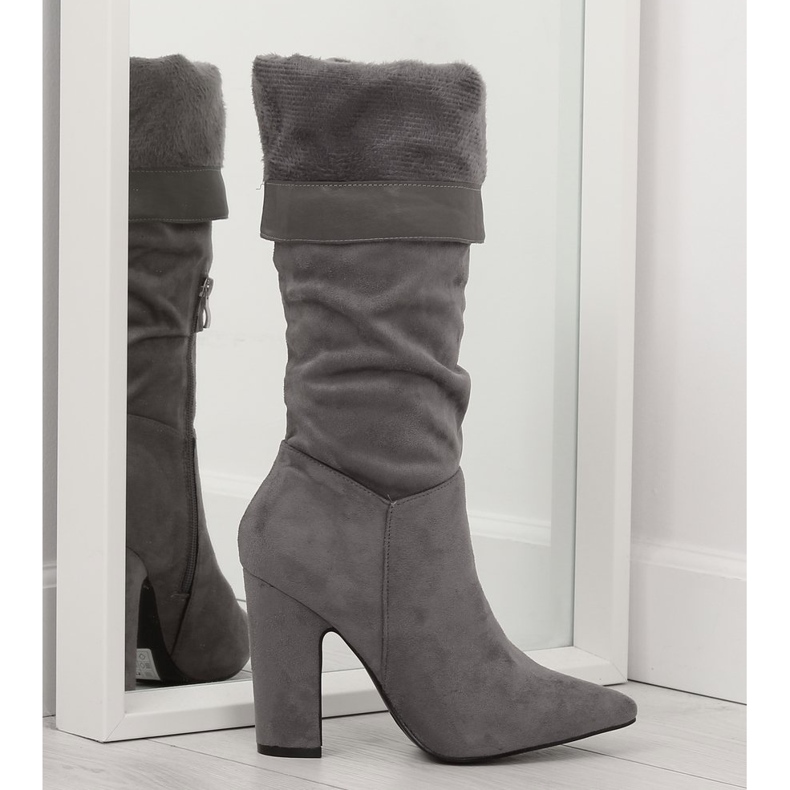Botas grises de tacón SY48P Grey 2