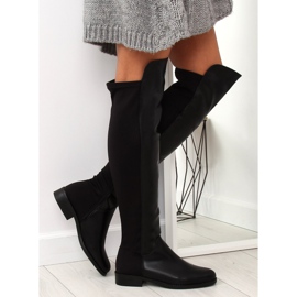 Botas negras por encima de la rodilla con parte superior flexible negro 6