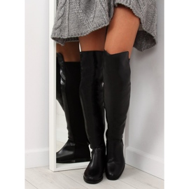 Botas negras por encima de la rodilla con parte superior flexible negro 2