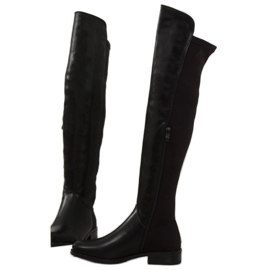 Botas negras por encima de la rodilla con parte superior flexible negro 4