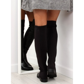 Botas negras por encima de la rodilla con parte superior flexible negro 5