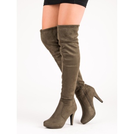 Super Me Botas de ante con tacón alto multicolor verde 2