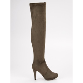 Super Me Botas de ante con tacón alto multicolor verde 3