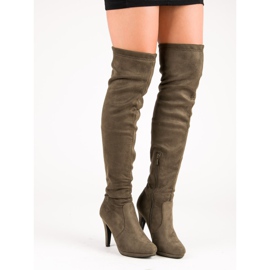 Super Me Botas de ante con tacón alto multicolor verde 1