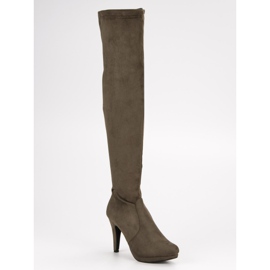 Super Me Botas de ante con tacón alto multicolor verde 4